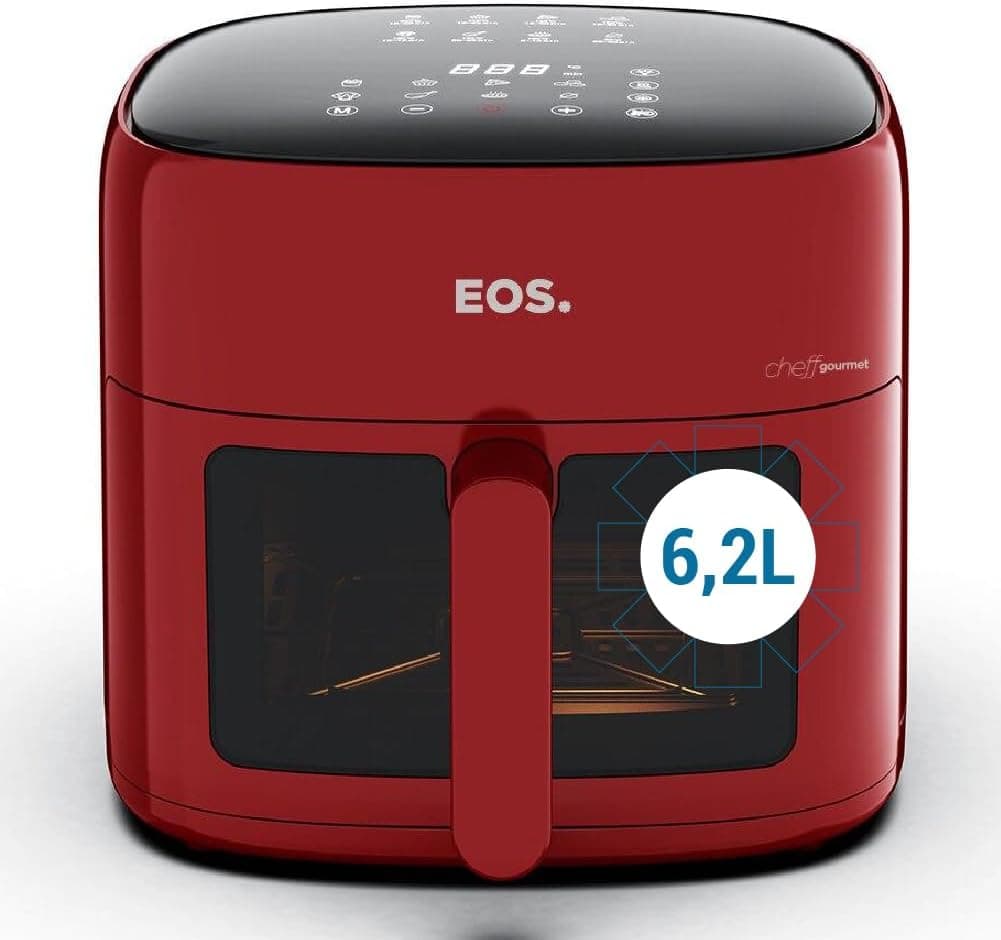 Fritadeira Sem Óleo Air Fryer Eos Chef Gourmet 6.2 Litros Compacta Digital Vermelho Eaf60v 220v