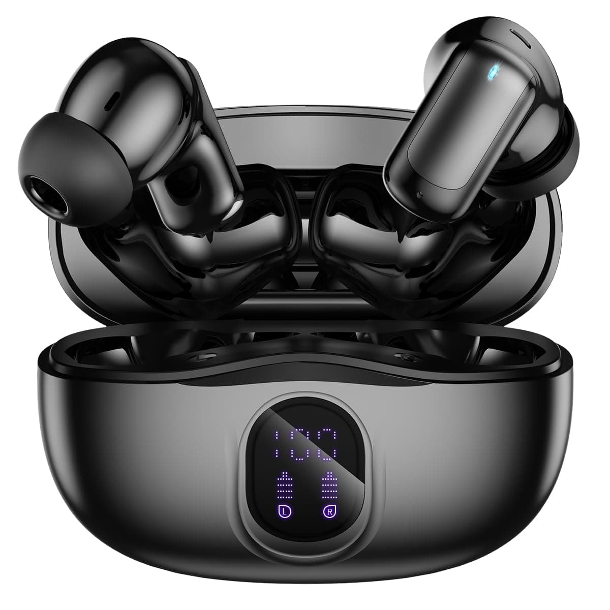 Fones de Ouvido Bluetooth Sem Fio 60 Horas de Reprodução Fones de Ouvido Esportivos IPX5 À Prova D'Água Fones de Ouvido de Graves Profundos para iOS Android, Preto