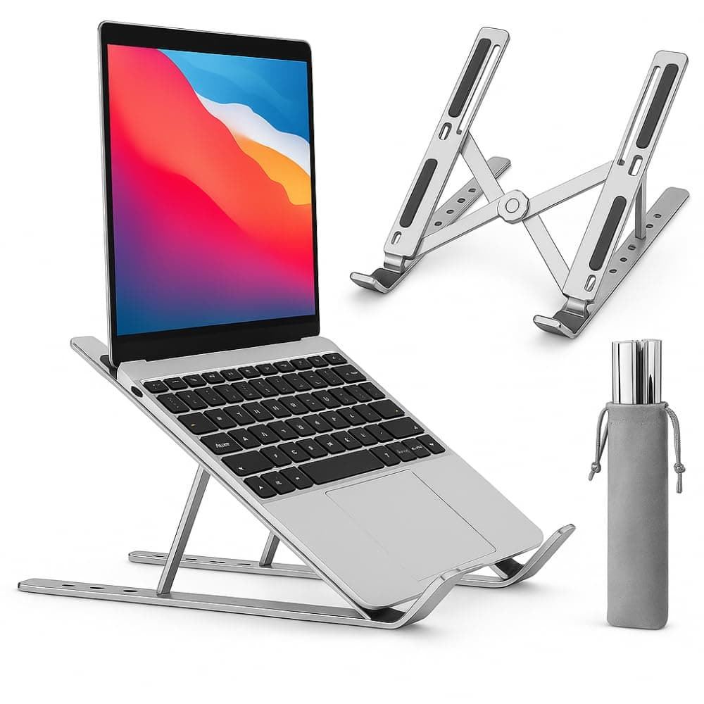 Suporte Ajustável para Notebook – Base Ergonômica Antiderrapante e Dobrável para Apoio de Notebook, Suporte MacBook e Laptops – Compatível com Todas as Marcas, Ideal para Trabalho e Home Office