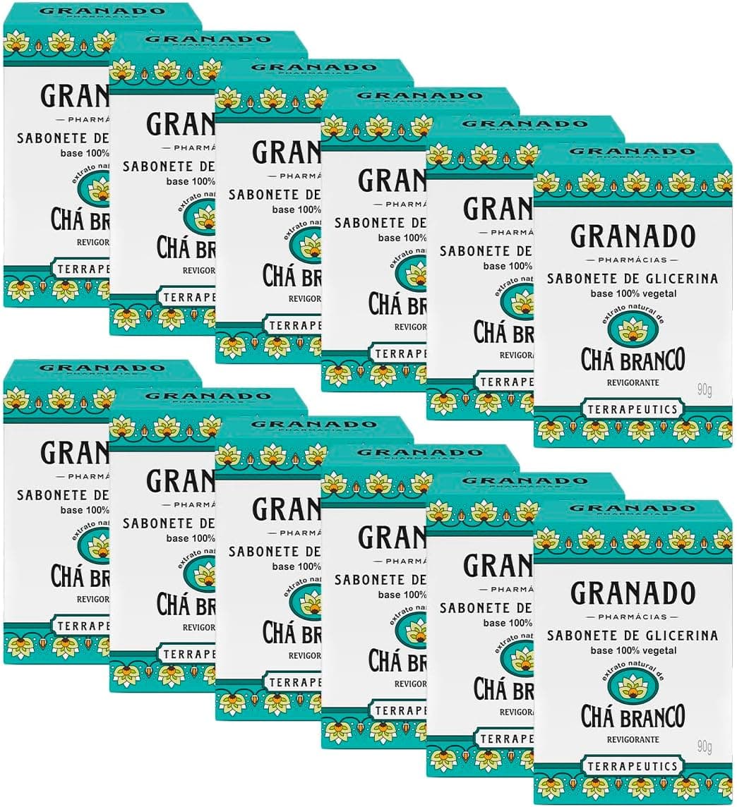Granado Sabonete Glicerinado Terrapeutics, Chá Branco, 90g, 12 Unidades