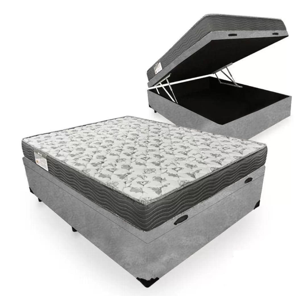 Cama Box Baú Casal Suede + Colchão | Casas Bahia