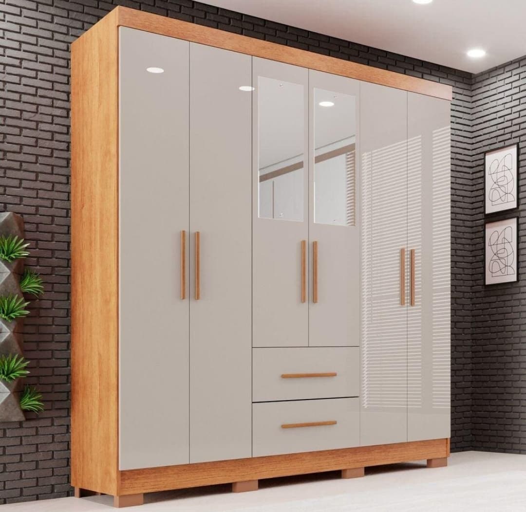 Guarda-roupa Casal com Espelho 6 Portas 2 Gavetas Estrela | Casas Bahia