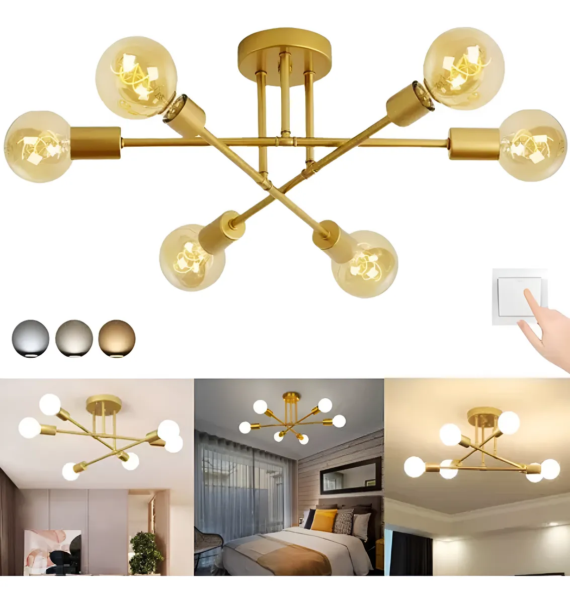 Lustre Luminária Teto Moderno Para Sala De Jantar 6 Lâmpadas